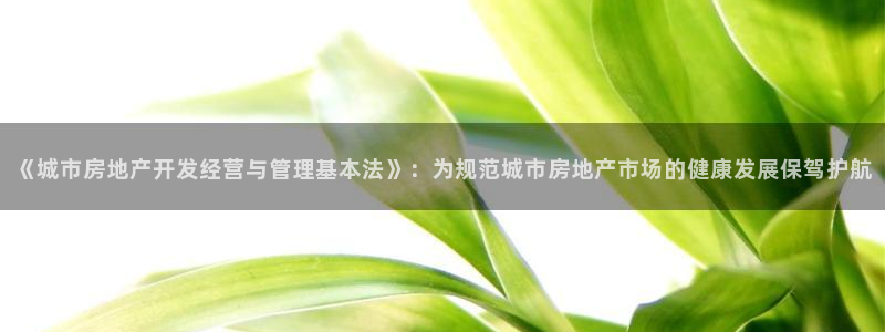 风暴娱乐套路：《城市房地产开发经营与管理基本法》：为规范城市